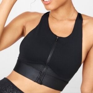 NWT Fabletics Ella High Support Zip Front Sports Bra Black